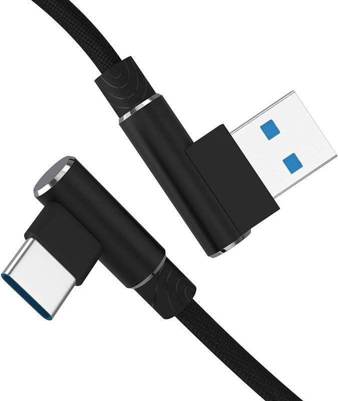 AM30, 2M USB C Winkel Kabel, haltbares Nylon geflochtenes Handy Ladekabel  QC 3.0 2.4A