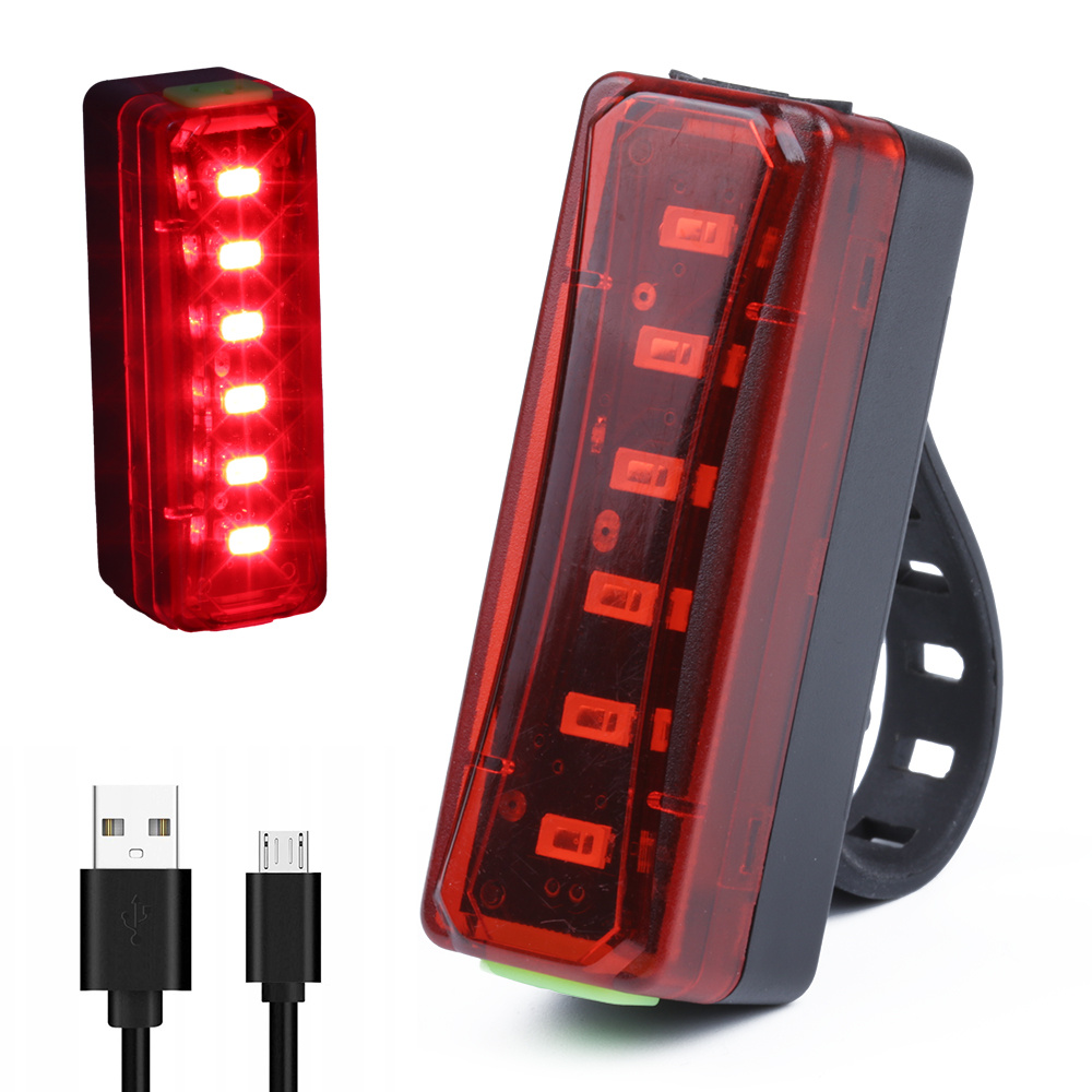 BL069, Fahrrad-Rücklicht LED Rückleuchte Rücklicht Fahrrad, Fahrradlicht  USB Wiederaufladbare Fahrradlampe, 6 LEDs, 4 Leuchtmodi, 300lm