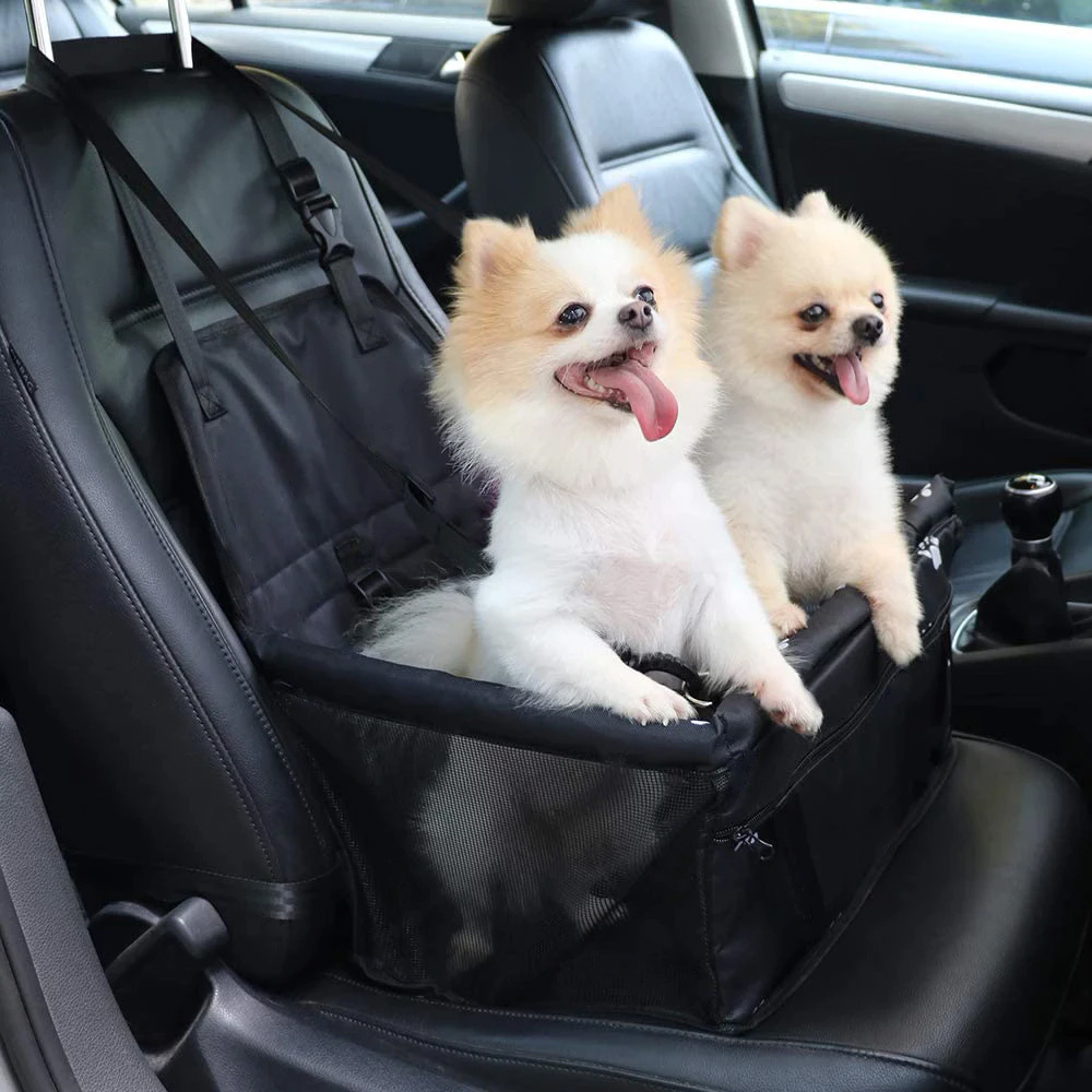 DM-004, Hundesitz für Auto Rücksitz für kleine bis mittlere Hunde,  stabiles & wasserfestes Material schwarz, Hunde-Autositz für Rückbank  faltbar, Schutz für Autositze